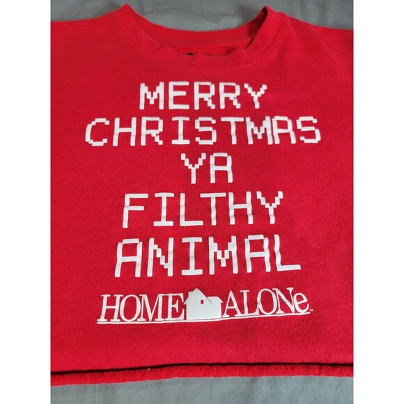 Home Alone “Merry Christmas Ya Filthy Animal” Red Cropped Sweatshirt XXL Women’s - Picture 2 of 10